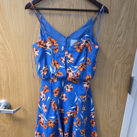 CeCe Vibrant Blue and Orange High Low Dress - Picture 2 of 3